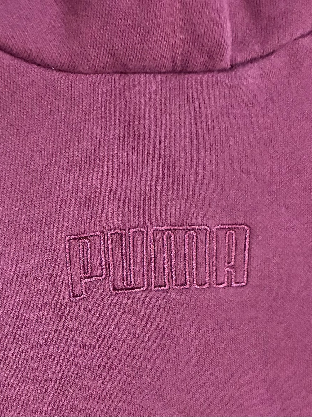 PUMA Women’s XL Burgundy Oversized Pullover Hoodie Tonal Logo Kangaroo Pocket - Picture 3 of 7